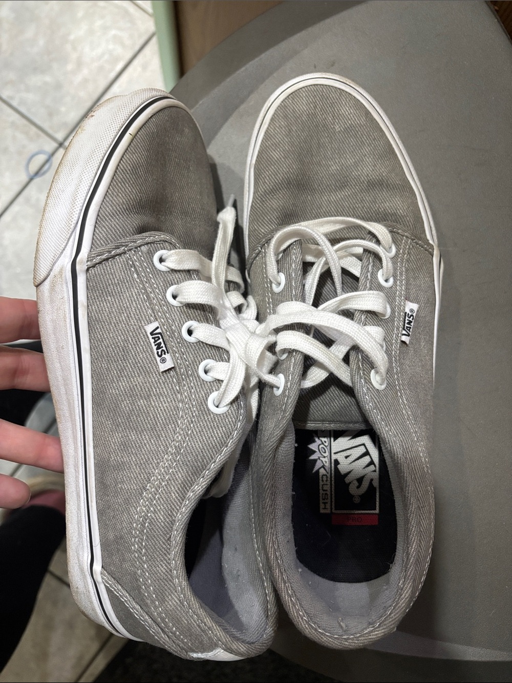 Vans Low-Top Canvas Sneakers in Gray and White
